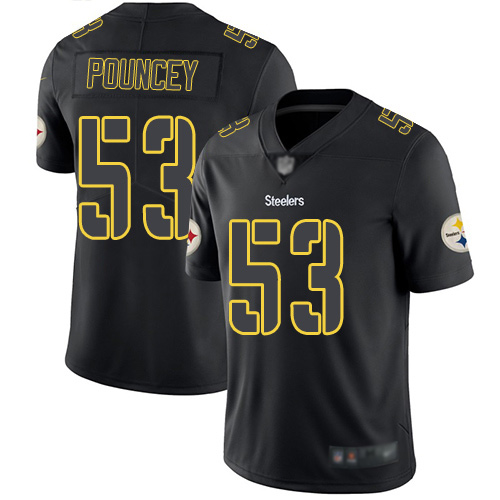 Men Pittsburgh Steelers Football #53 Limited Black Maurkice Pouncey Rush Impact Nike NFL Jersey